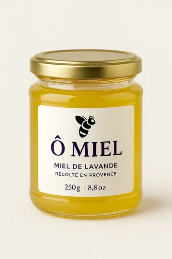 Le pot de miel de lavance récolté en provence de ô miel